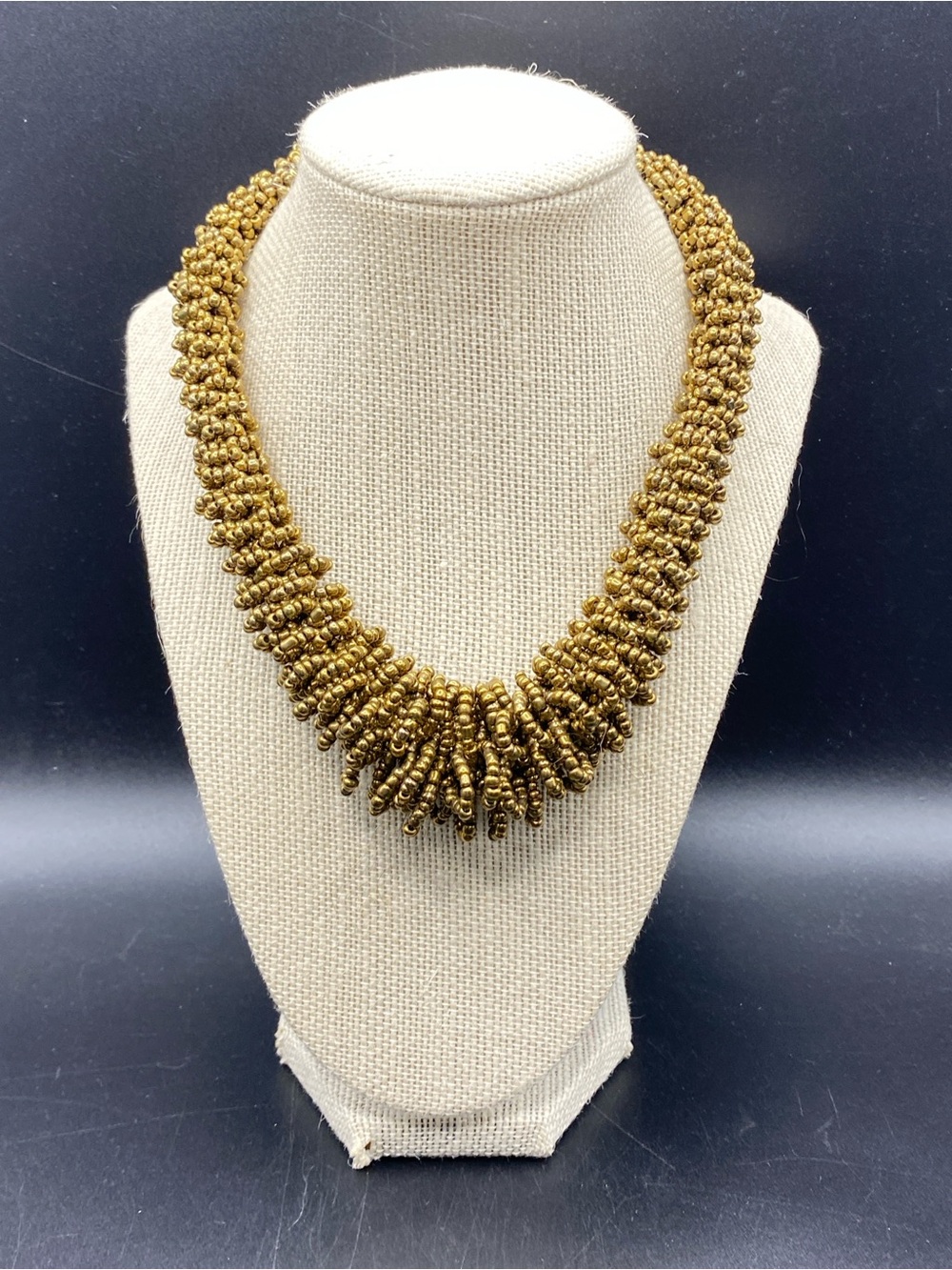 Gold Seed Beads Chunky Woven Curly Necklace